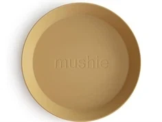 Mushie mustard rund tallerken (2-pak)